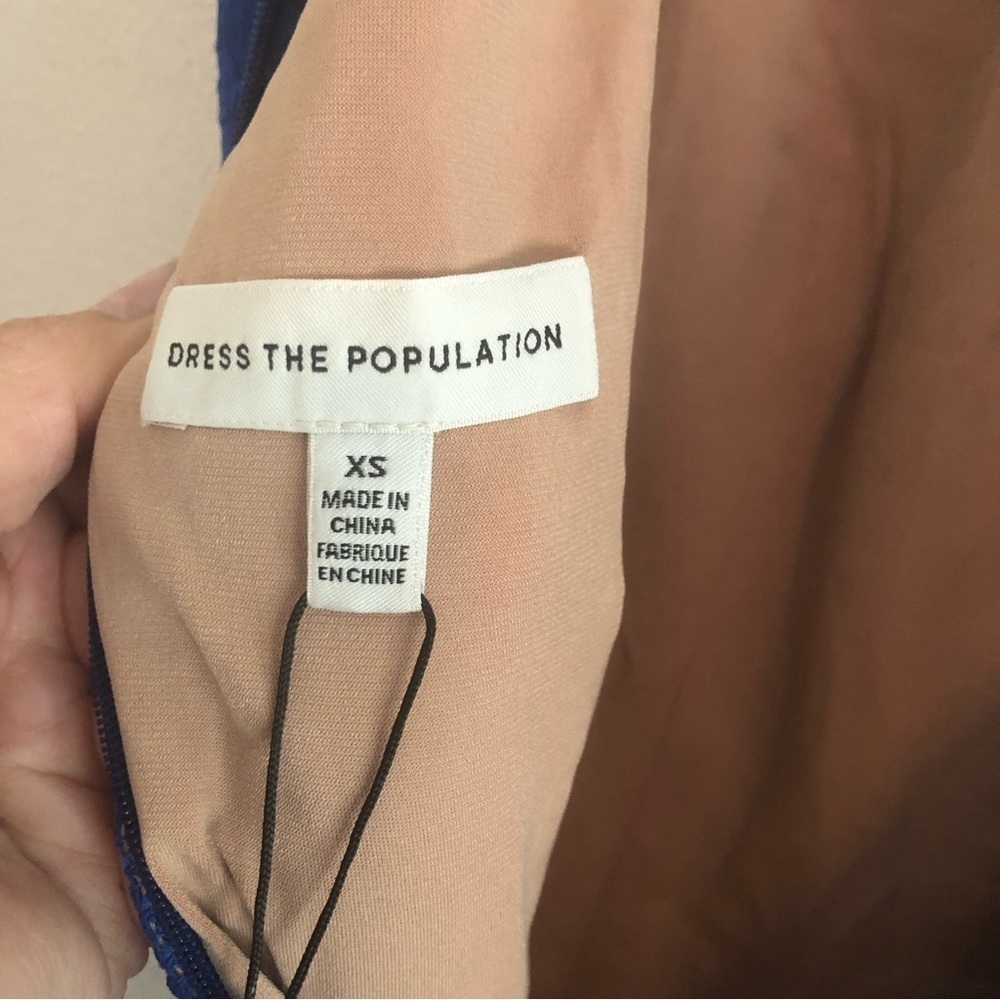 Dress The Population NWT Sleeveless Blue Lace Fit & Flare Midi Dress XS - Picture 10 of 10